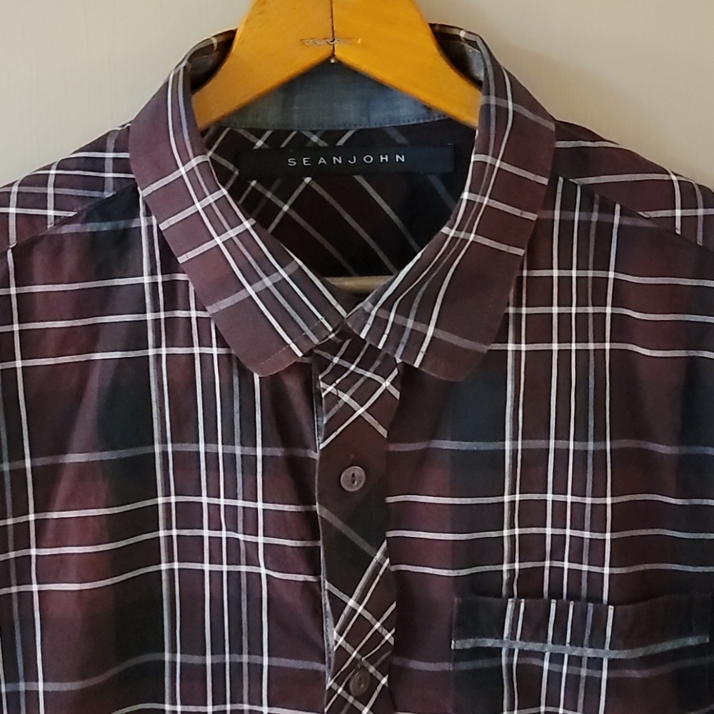 Sean John Short Sleeve Button Up Sz L - Picture 2 of 4